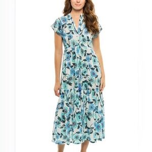 Ros Garden Mumi Dress Tie Waist Tassels Ortensia Blue Quite Luxury NWT
Sz Small